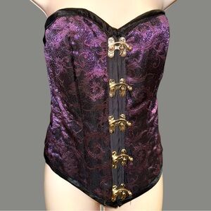 Steampunk Gothic Brocade Bustier Corset Heavy Solid Metal Closure